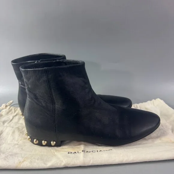 Authentic Balenciaga Leather Studded Accents Boots, Size 38 - Picture 2 of 15